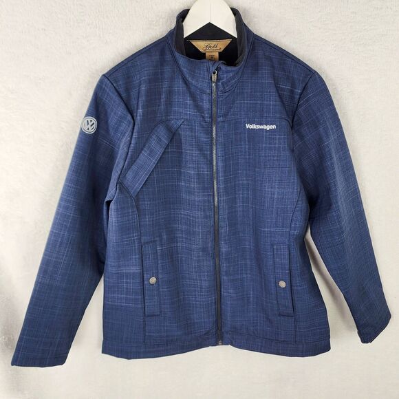 Volkswagen Jacket Women M Blue Crosshatch Softshell Embroidered VW Fleece Inside - Picture 1 of 11